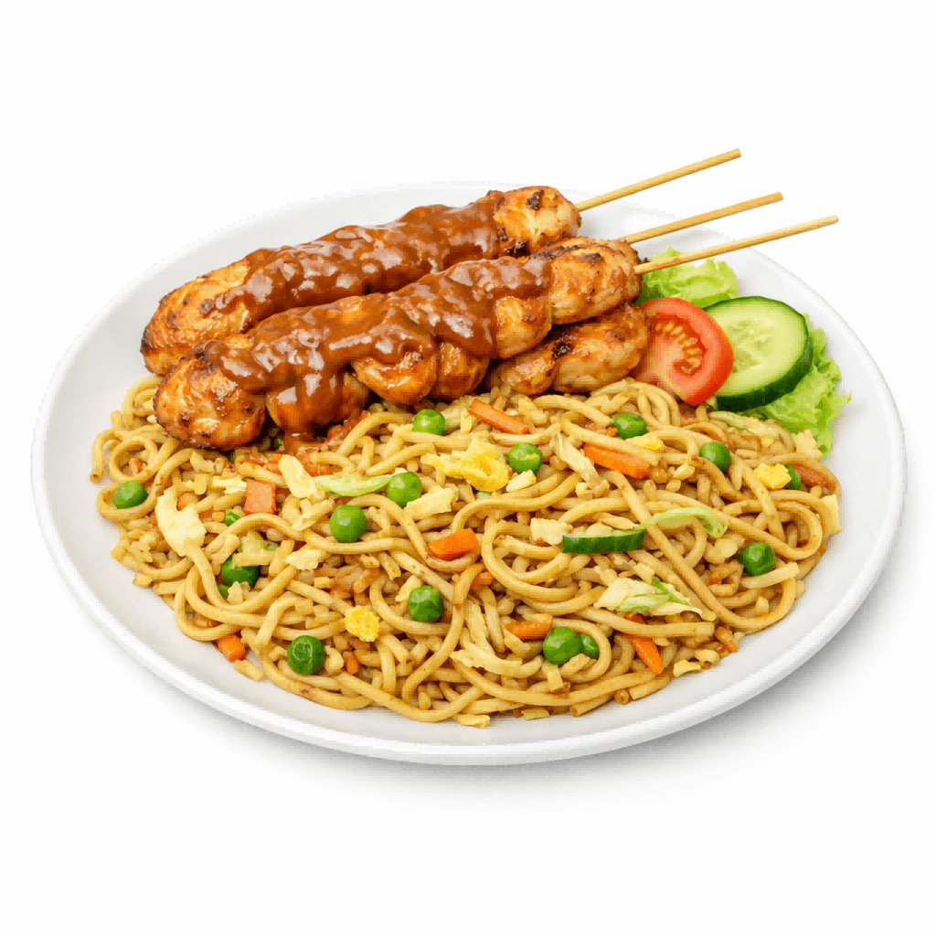 Bami schotel met kipsaté